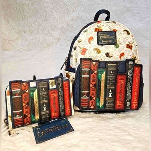 Loungefly Fantastic Beasts Magical Books Mini Backpack and wallet set